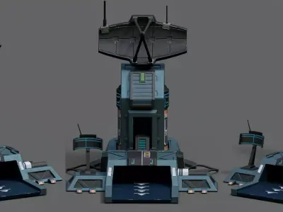 Scifi station building exterior skyscraper sci fi cyberpunk  Low-poly 3D model