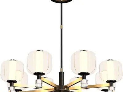 Jolli modern chandelier with glass shades 3D model