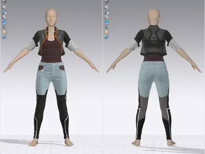 Sci-Fi Jacket with Pants - 52 Marvelous Designer and Clo3D 3D model