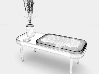 Wooden bench with accessories 3D model