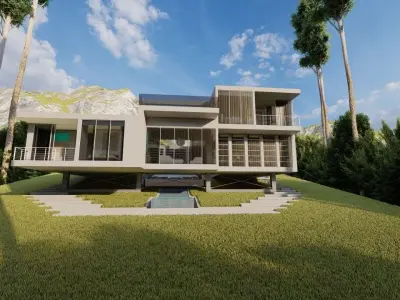 Casa Scene-villa-modern house 3D model 67