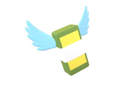 Cartoon Money With Wing V1 006 Low-poly 3D model