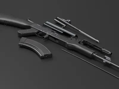  AK 47 Disassembled Black Plastic 