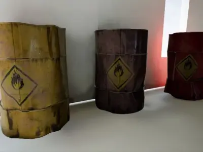 Industrial Metal Damaged Barrel Kit Low-poly 3D model