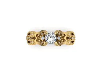 Solitaire ring  3D print model 4