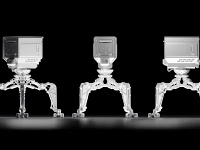 Bake robot blender model Low-poly 3D model