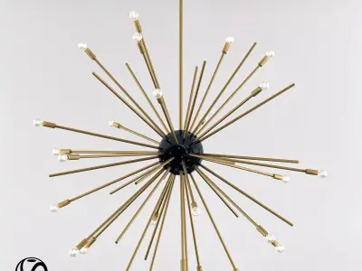 Huge Sputnik Chandelier Gold and Black 3D model