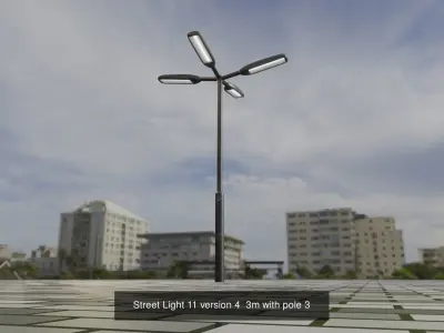 Street Light 11 with pole 3 3D Model Pack