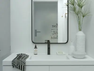 simple clean fresh pastel blue white bathroom wc scene 3D model