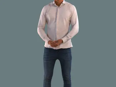 Set of 3D men standing in various poses 3D model