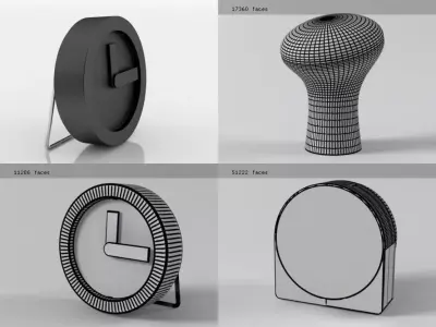 Table Clock Set 3D model