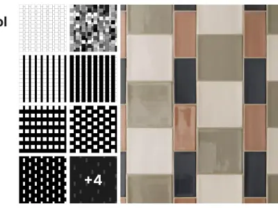 Subway and Square Tiles in Alternate Corridor Layout  Texture