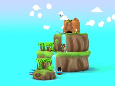 Island Environment - Landscape Low-poly 3D model