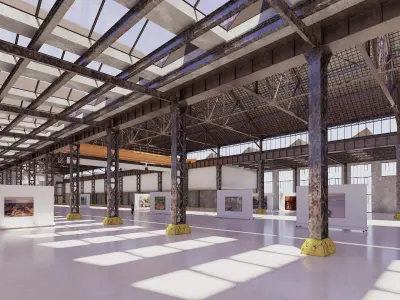 Art Gallery in Vintage Warehouse 3D model