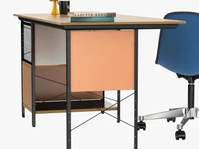 Vitra Eames plastic chair and edu desk unit 3D model