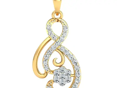 Yellow gold diamond pendent-P3 PS-16 3D print model