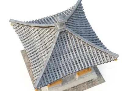 Four corner Pavilion Low-poly 3D model