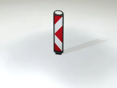 Yellow guide barrier 7 pointing left 628-11 Low-poly 3D model