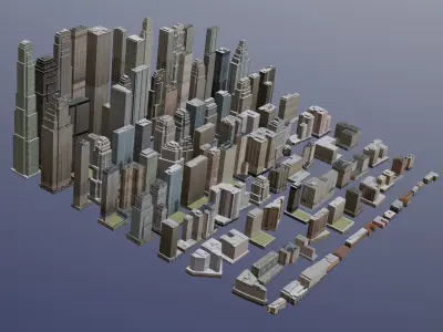 Complete City Buildings Pack Collection Low-poly 3D model