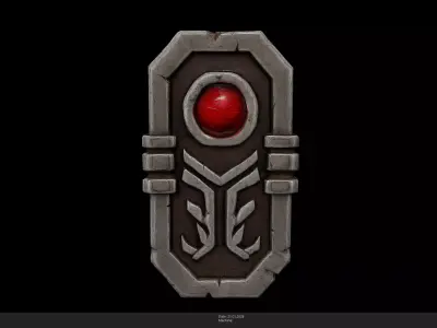 Stylized Blood Seal Relic Game Ready - AI Low-poly 3D model