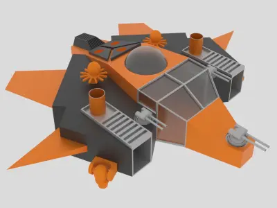 Tethys - S Spaceship Low-poly 3D model