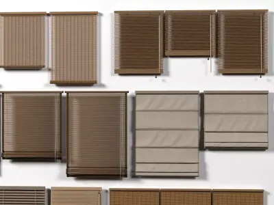 Bamboo Blinds Roman Shades Collection 3D Model Pack Low-poly 3D model
