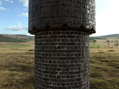 Medieval Tower Low Poly PBR and texture in 2k Free low-poly 3D model