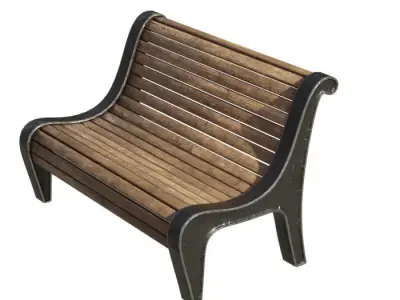 Outdoor bench Low-poly 3D model buy