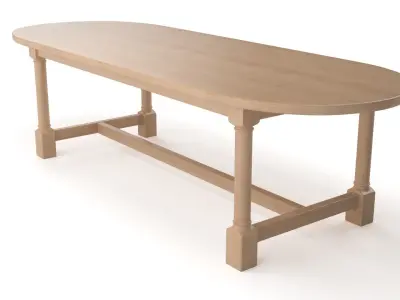 Breakfast table in light oak 3D model