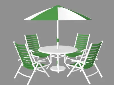 Patio outdoor table with chairs and umbrella 3 3D model