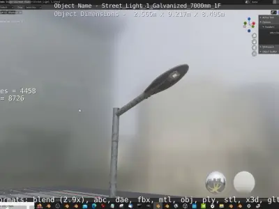 Street Light 1 Galvanized 7000mm 1F Low-poly 3D model