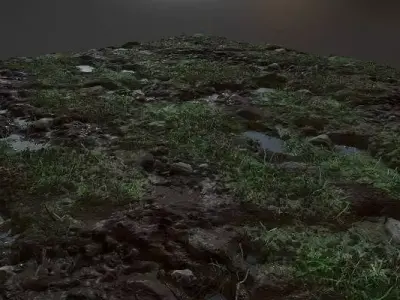 Realistic Grass Mud Puddles Free low-poly 3D model