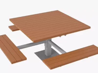 Disabled Picnic Table Low-poly 3D model