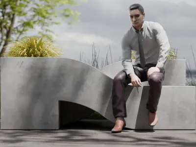 Concrete Bench 3D model get