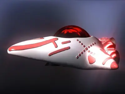Basic Red Lines Spaceship Low-poly 3D model