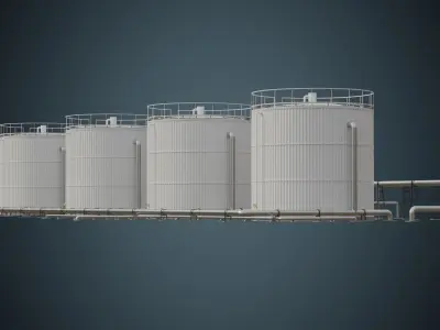 Refinery 1A Low-poly 3D model