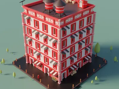 Apartments Building Low-poly 3D model