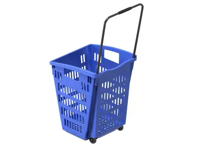 Blue plastic shopping cart 3D model
