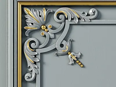 Wall molding 20 Boiserie classic panels Low-poly 3D model