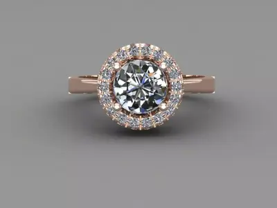 Rose Gold Women Diamond Ring 3D print model 3D print model 45