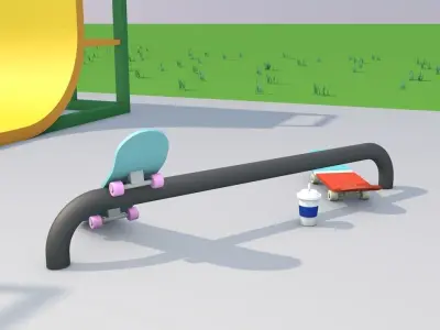 Skatepark skateboard park with ramp 3D model