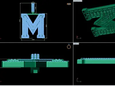 Alphabet Latter M Diamond Pendent 3D print model