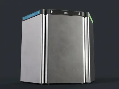 Street Trash Can 19 PBR Game Ready  Low-poly 3D model