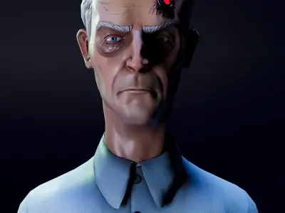 Cyberpunk character in 80s style - LowPoly - GameReady - Riged Low-poly 3D model