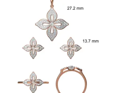 Light wt Ring Earrings Pendant set stl jcd 1-render details 3D print model 20