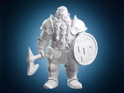 Dwarf Warrior Fantasy RPG Miniature 3D print model