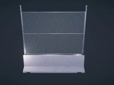 Jersey Concrete Barrier with fence Low-poly 3D model