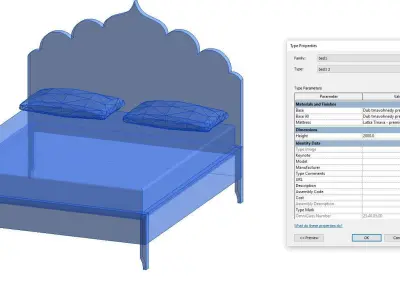 Revit Family - Full  scalable bed 1 Low-poly 3D model
