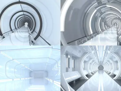 Sci-Fi Futuristic Corridor Collection 3D model