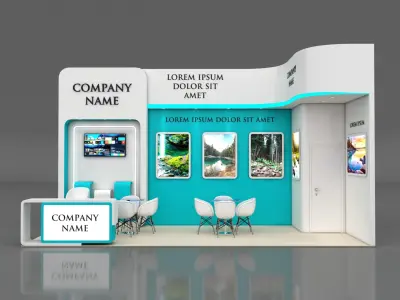 Booth Exhibition Stand Stall 7x3m Height 500 cm 2 Side Open 3D model